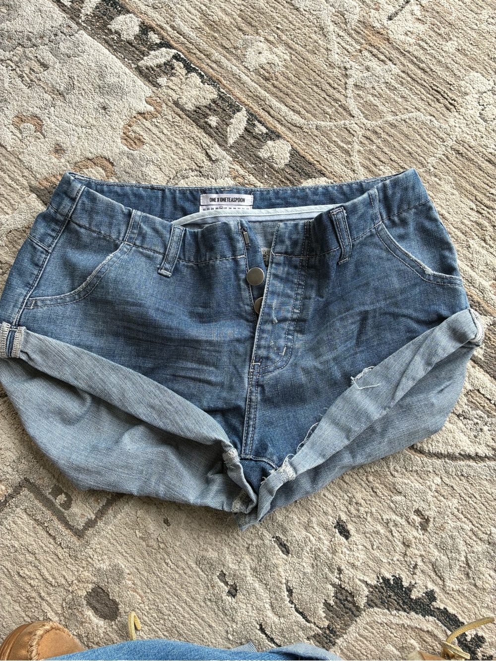 One Teaspoon Sailors Rolled Cuff Denim Shorts 26